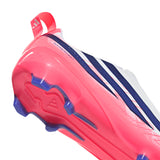 adidas F50 Hyperfast League Laceless Firm Ground Youth Soccer Cleats - White/Purple