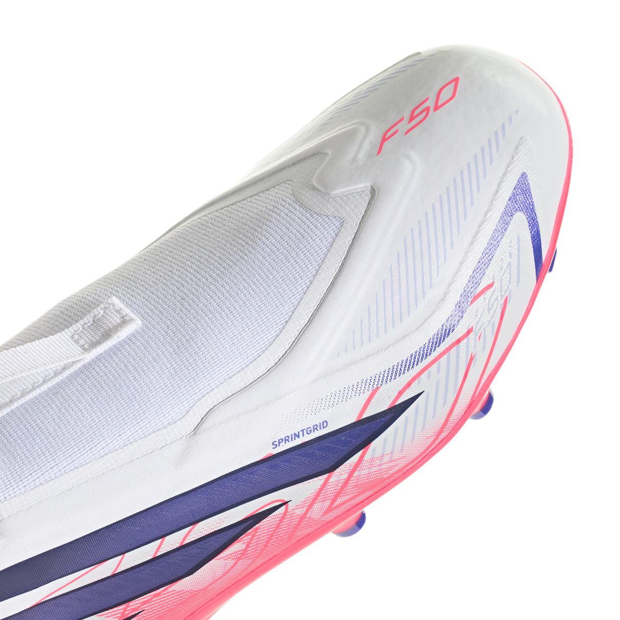 adidas F50 Hyperfast League Laceless Firm Ground Youth Soccer Cleats - White/Purple