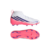 adidas F50 Hyperfast League Mid Firm Ground Youth Soccer Cleats - White/Purple