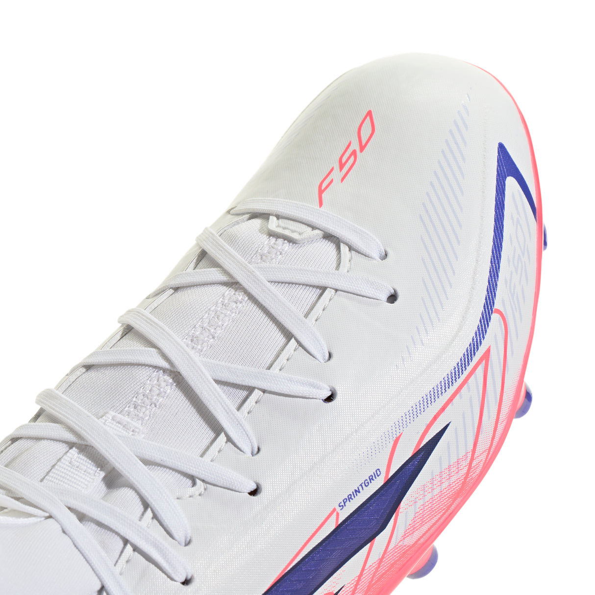adidas F50 Hyperfast League Mid Firm Ground Youth Soccer Cleats - White/Purple