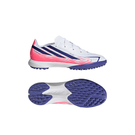 adidas F50 Hyperfast League Turf Youth Soccer Cleats - White/Purple