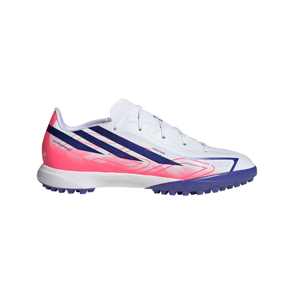 adidas F50 Hyperfast League Turf Youth Soccer Cleats - White/Purple