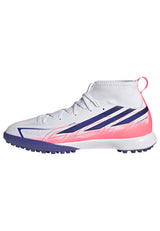 adidas F50 Hyperfast League Mid Turf Youth Soccer Cleats - White/Purple
