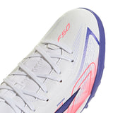 adidas F50 Hyperfast League Mid Turf Youth Soccer Cleats - White/Purple