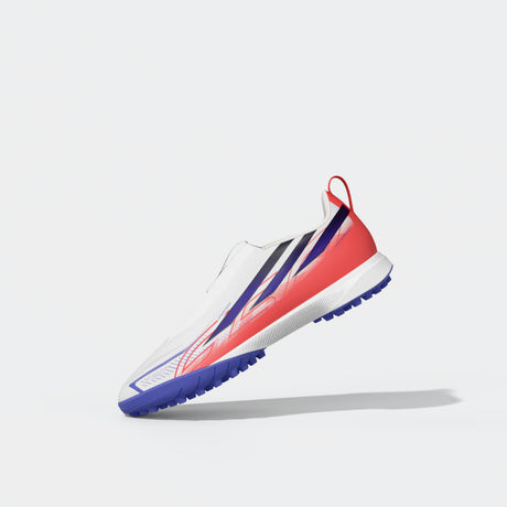 adidas F50 Hyperfast League Laceless Turf Youth Soccer Cleats - White/Purple