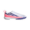 adidas F50 Hyperfast League Laceless Turf Youth Soccer Cleats - White/Purple