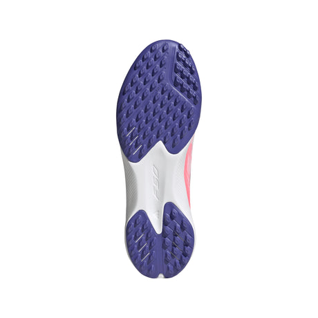 adidas F50 Hyperfast League Laceless Turf Youth Soccer Cleats - White/Purple