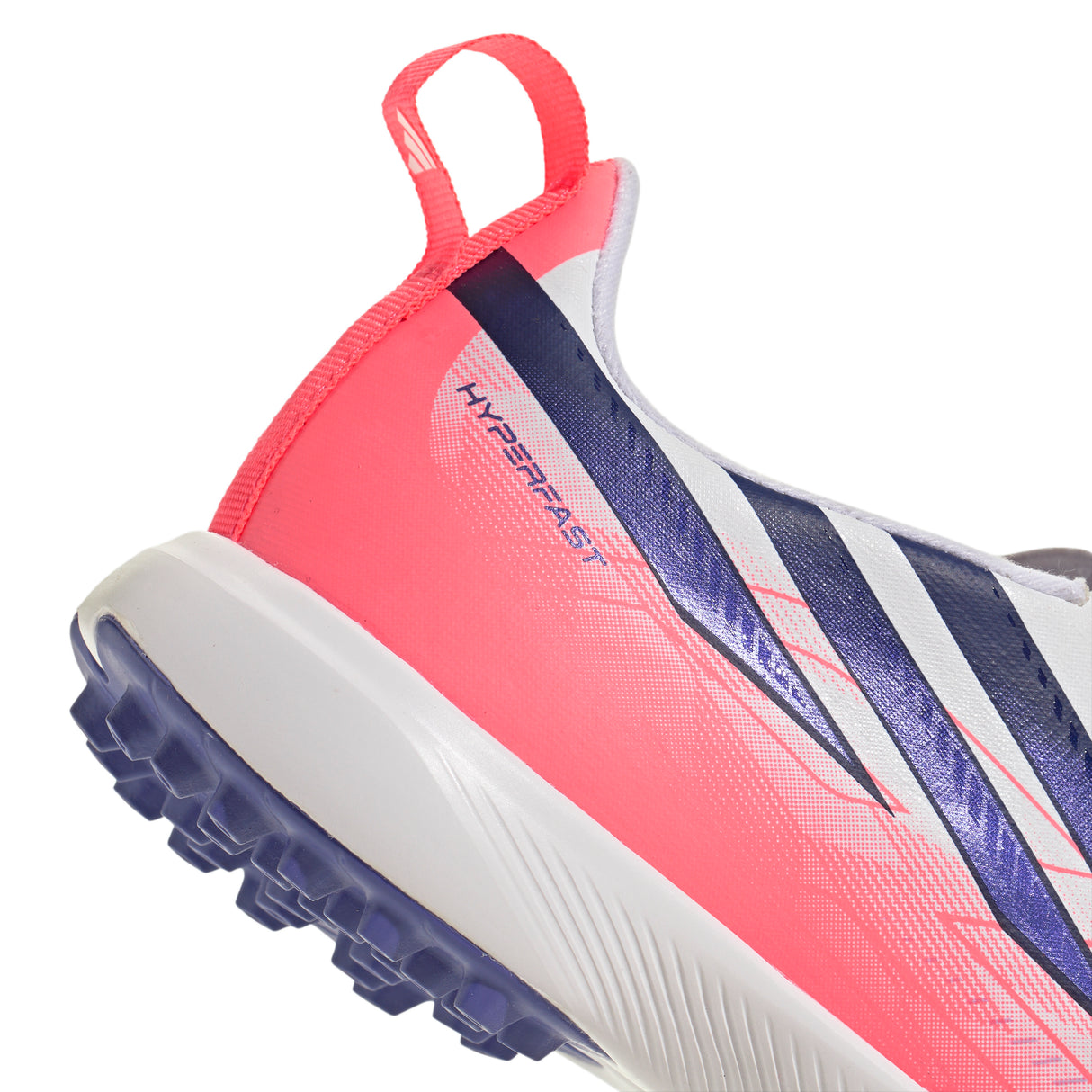 adidas F50 Hyperfast League Laceless Turf Youth Soccer Cleats - White/Purple