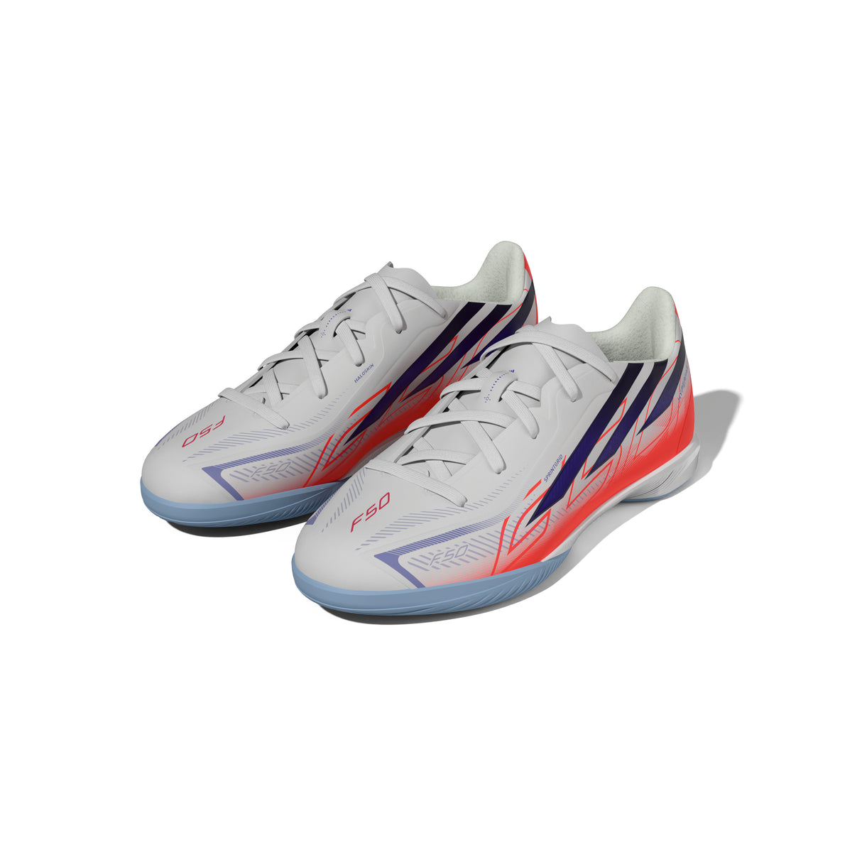 adidas F50 Hyperfast League Indoor Youth Soccer Shoes - White/Purple