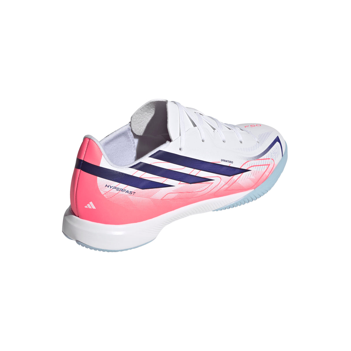 adidas F50 Hyperfast League Indoor Youth Soccer Shoes - White/Purple