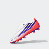 adidas F50 Hyperfast Club Velcro Firm Ground/Multi Ground Youth Soccer Cleats - White/Purple