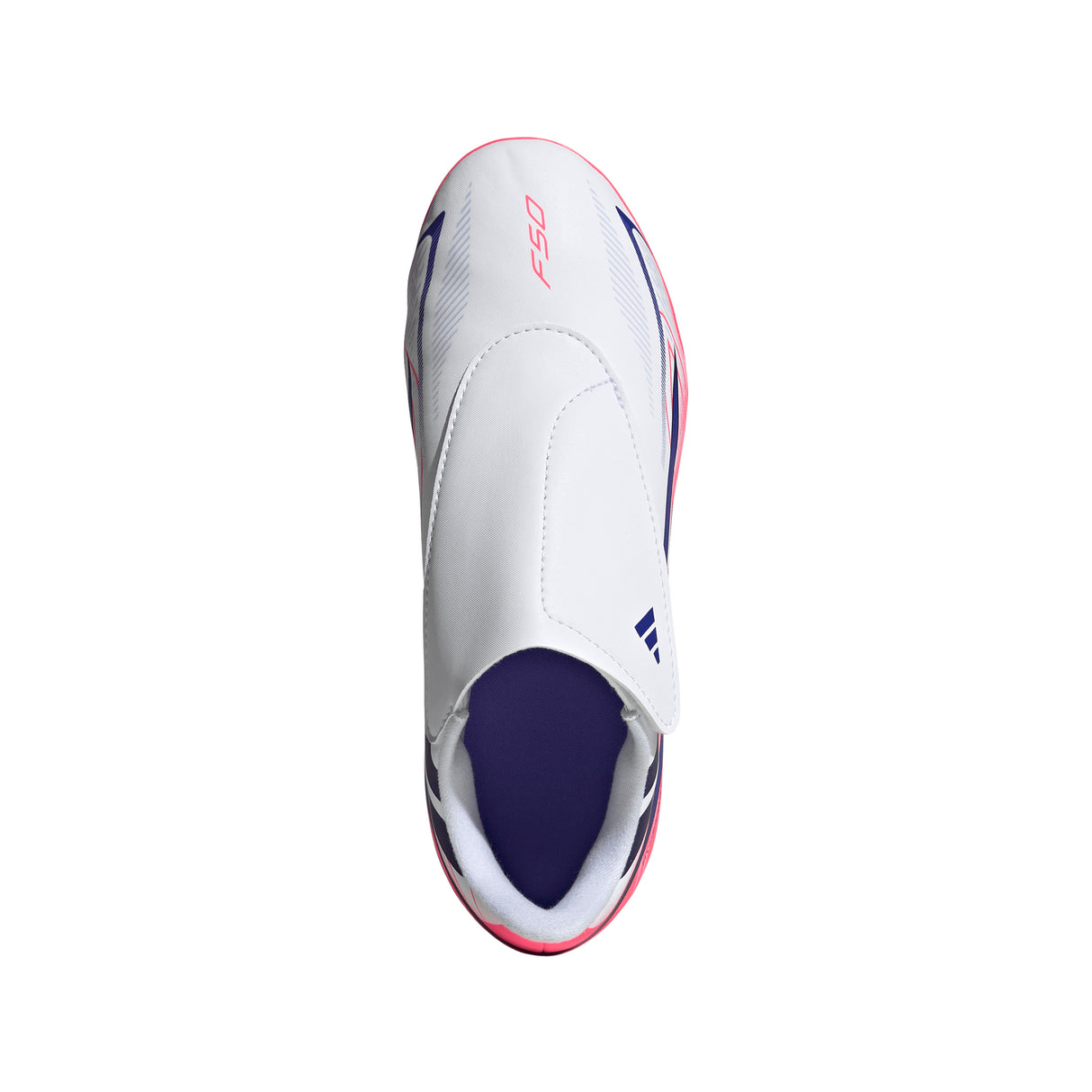 adidas F50 Hyperfast Club Velcro Firm Ground/Multi Ground Youth Soccer Cleats - White/Purple