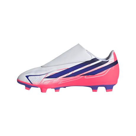 adidas F50 Hyperfast Club Velcro Firm Ground/Multi Ground Youth Soccer Cleats - White/Purple