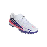 adidas F50 Hyperfast Club Hook & Loop Turf Youth Soccer Cleats - White/Purple