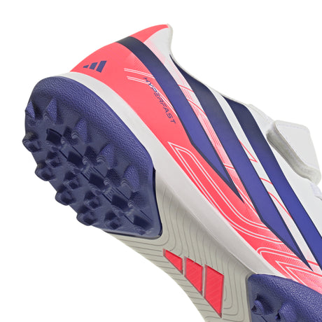 adidas F50 Hyperfast Club Hook & Loop Turf Youth Soccer Cleats - White/Purple