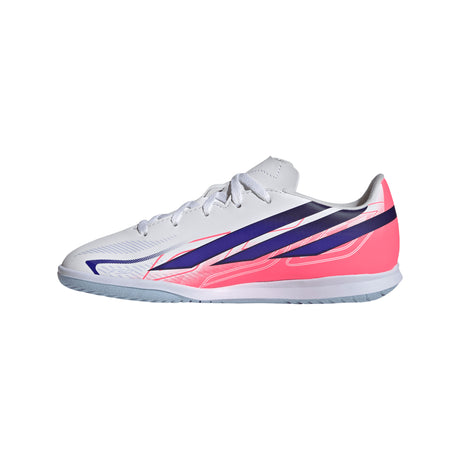 adidas F50 Hyperfast Club Indoor Youth Soccer Shoes - White/Purple