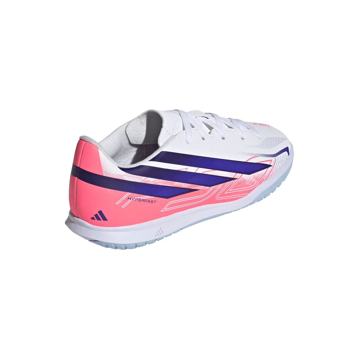 adidas F50 Hyperfast Club Indoor Youth Soccer Shoes - White/Purple
