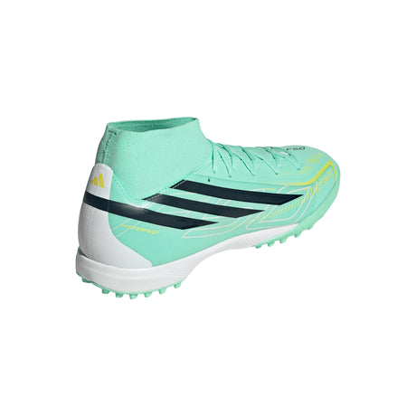 adidas F50 Hyperfast League Mid TF Turf Men's Soccer Cleats - Mint/Navy/Lemon