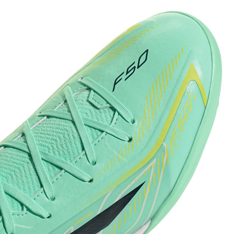 adidas F50 Hyperfast League Mid TF Turf Men's Soccer Cleats - Mint/Navy/Lemon