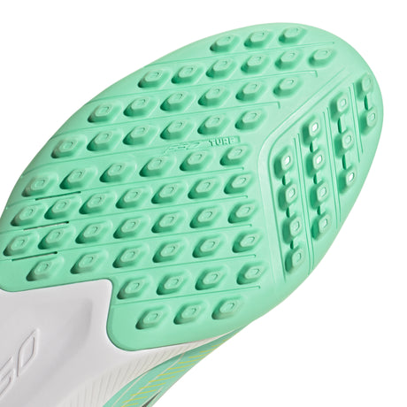 adidas F50 Hyperfast League Mid TF Turf Men's Soccer Cleats - Mint/Navy/Lemon