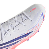 adidas F50 Hyperfast League Firm Ground Youth Soccer Cleats - White/Purple