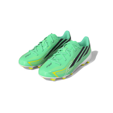 adidas F50 Hyperfast League FG Firm Ground Youth Soccer Cleats - Mint/Navy/Lemon
