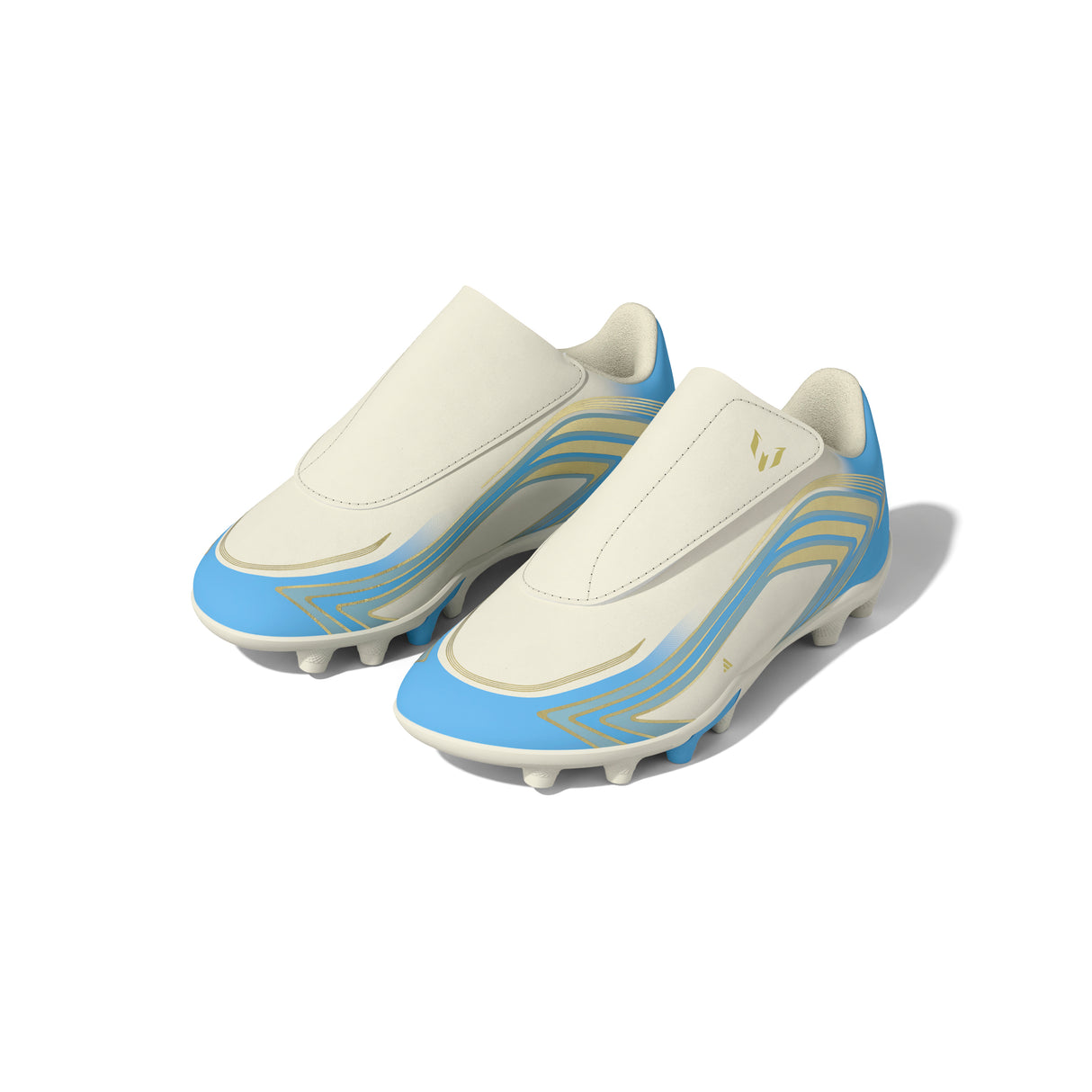 adidas F50 Messi Club Velcro Firm Ground / Multi Ground Youth Soccer Cleats - Ivory