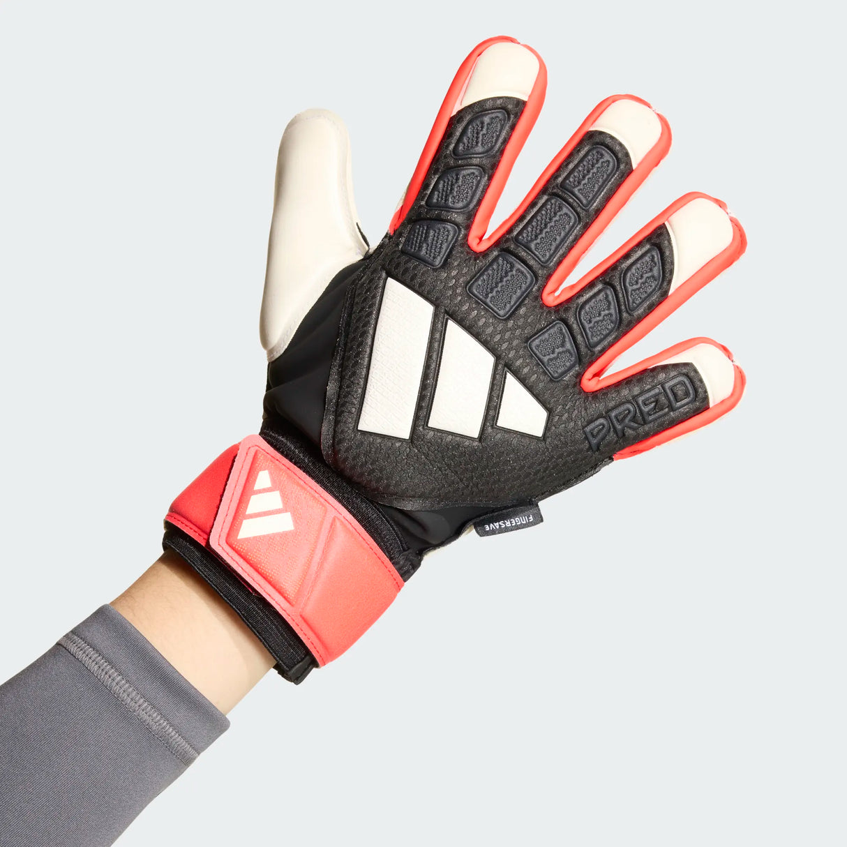 Guantes de portero de fútbol para jóvenes adidas Predator Match Fingersave - Negro/Rojo