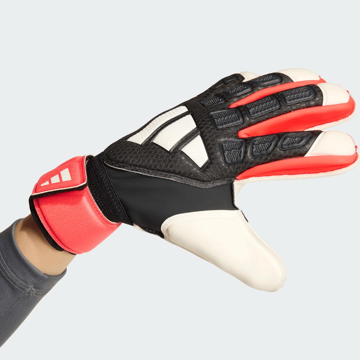 Guantes de portero de fútbol para jóvenes adidas Predator Match Fingersave - Negro/Rojo
