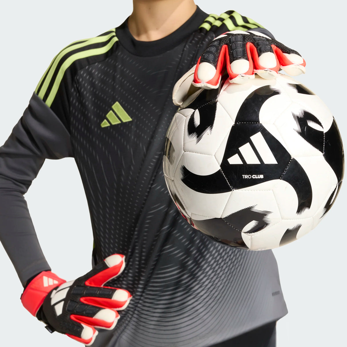 Guantes de portero de fútbol para jóvenes adidas Predator Match Fingersave - Negro/Rojo