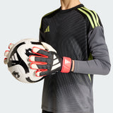 Guantes de portero de fútbol para jóvenes adidas Predator Match Fingersave - Negro/Rojo