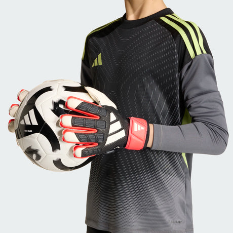adidas Predator Match Fingersave Goalkeeper Youth Soccer Glove - Black/Red/White