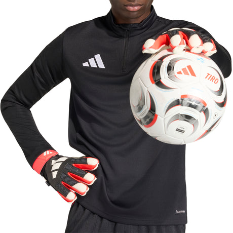 adidas Predator Match Fingersave Goalkeeper Soccer Gloves - Black/Red/White