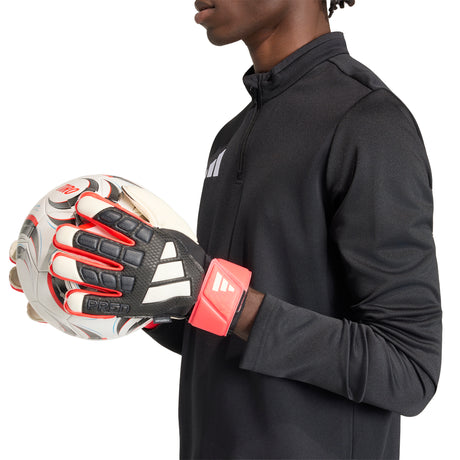 adidas Predator Match Fingersave Goalkeeper Soccer Gloves - Black/Red/White