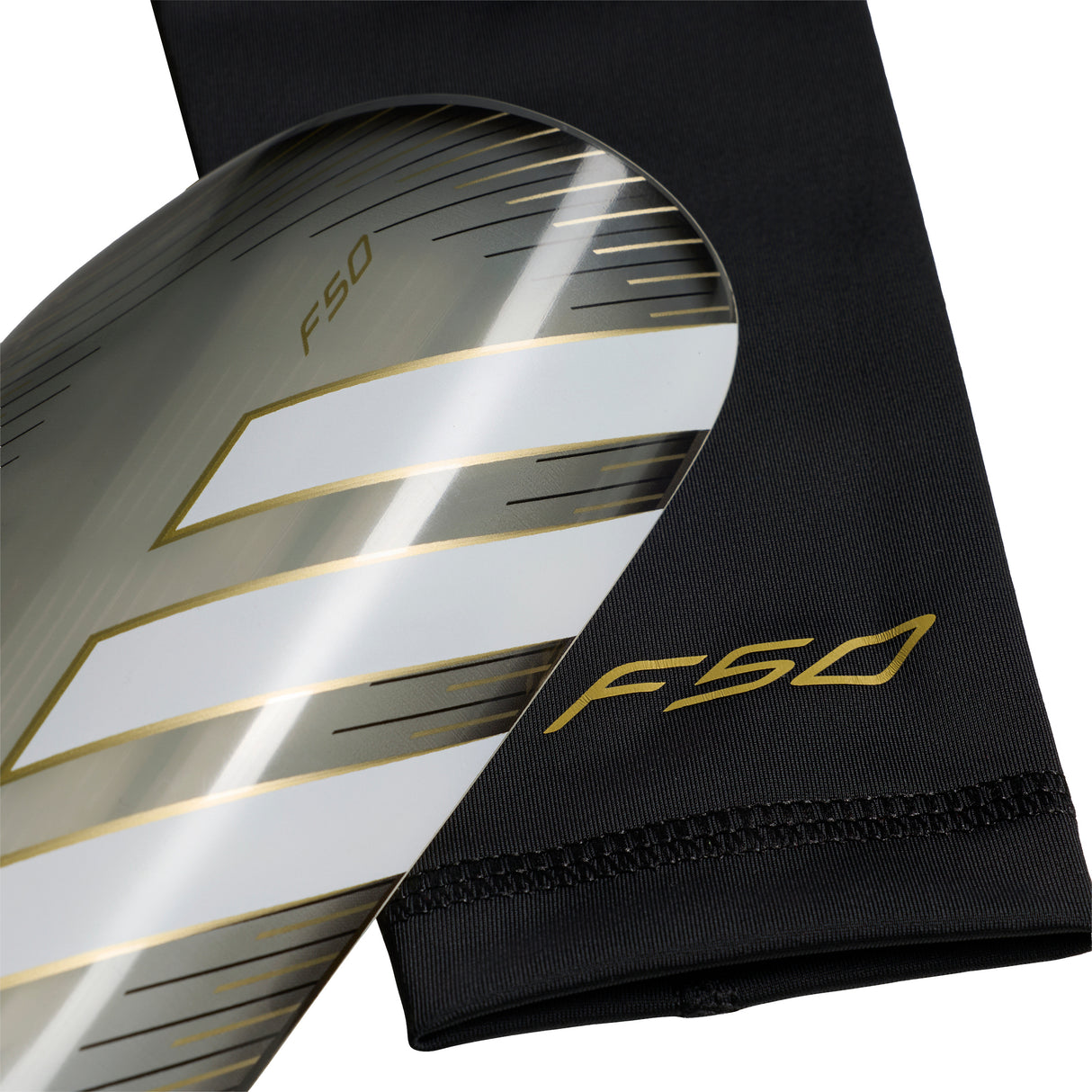 adidas F50 League Soccer Shin Guards - Carbon/Black/Gold