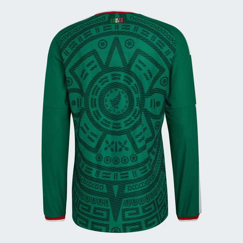 adidas Mexico Home Authentic Long Sleeve Soccer Men's Jersey 26 - Green