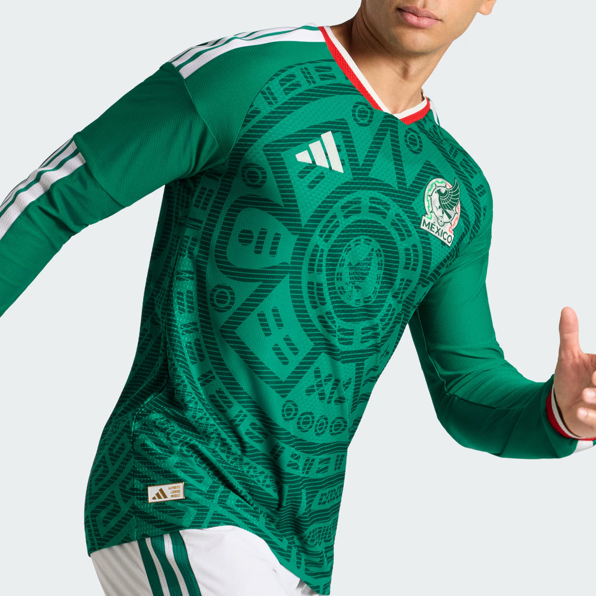 adidas Mexico Home Authentic Long Sleeve Soccer Men's Jersey 26 - Green