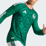 adidas Mexico Home Authentic Long Sleeve Soccer Men's Jersey 26 - Green