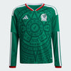 adidas Mexico Home Long Sleeve Youth Soccer Jersey 26 - Green