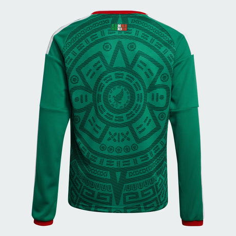 adidas Mexico Home Long Sleeve Youth Soccer Jersey 26 - Green