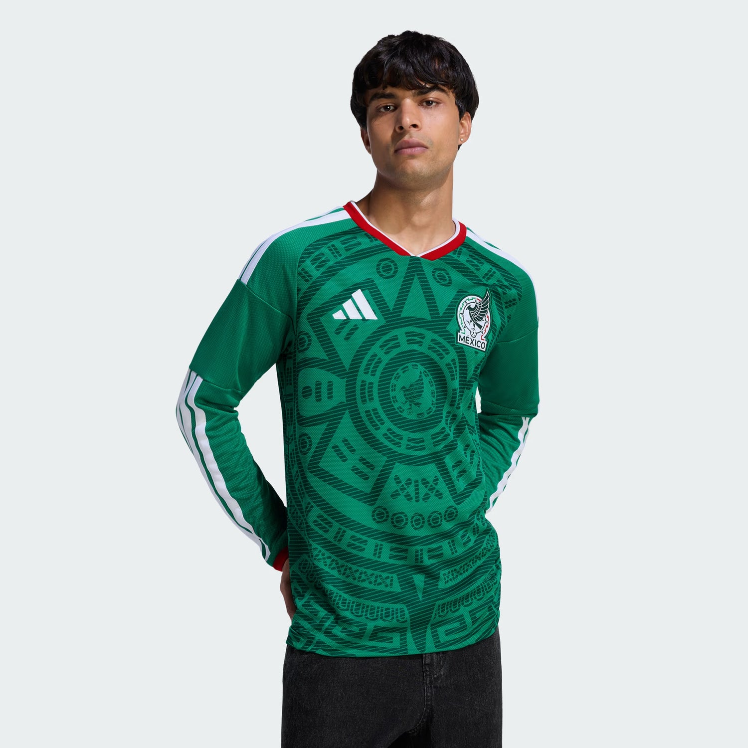 adidas Mexico Home Long Sleeve Men's Soccer Jersey 26 - Green