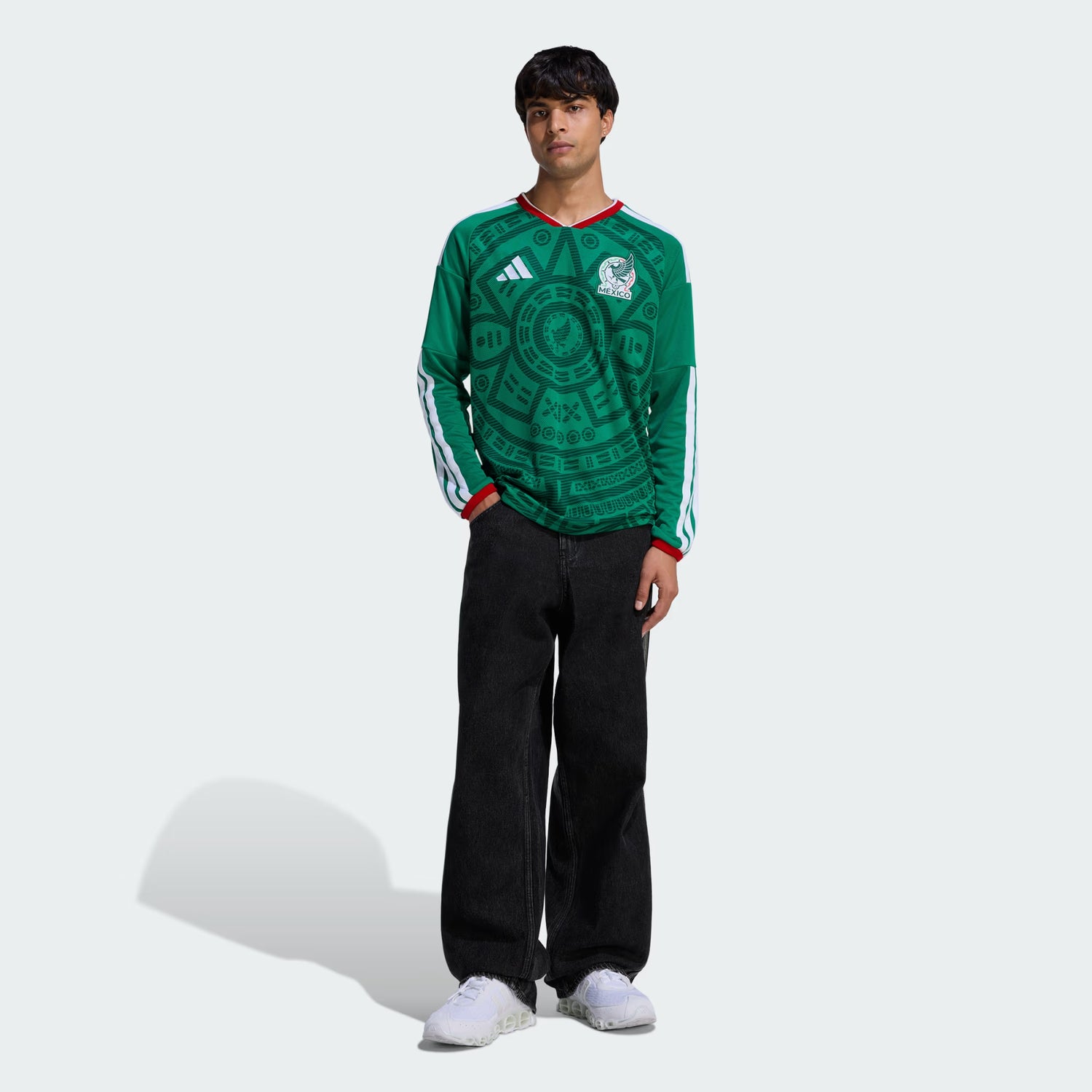 adidas Mexico Home Long Sleeve Men's Soccer Jersey 26 - Green