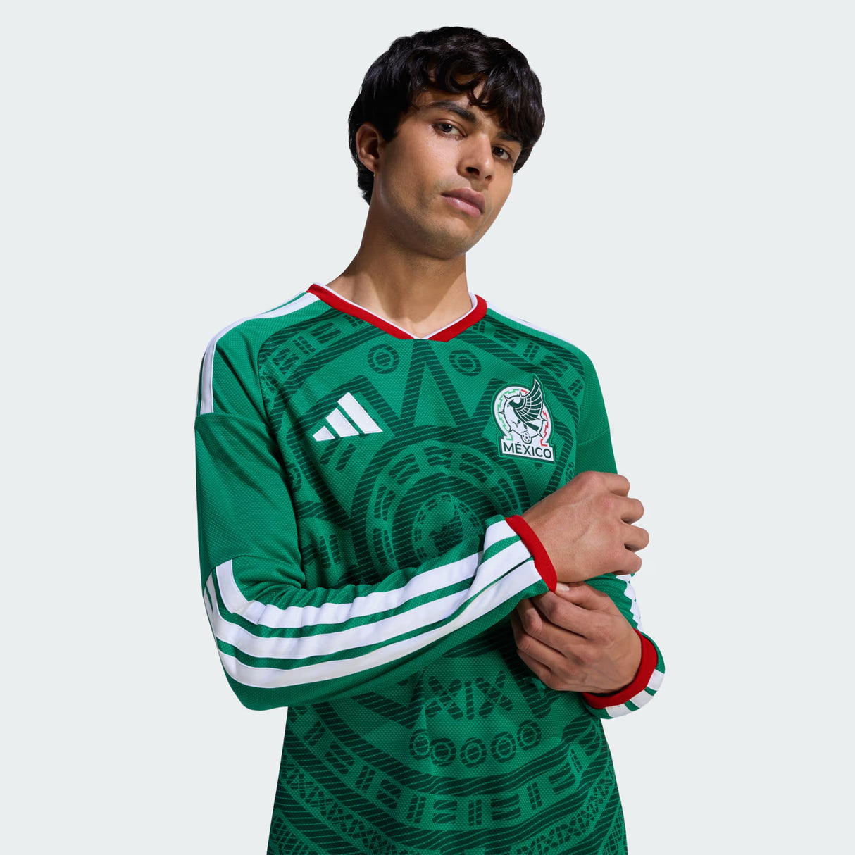 adidas Mexico Home Long Sleeve Men's Soccer Jersey 26 - Green