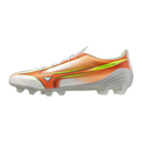 Botas de fútbol Mizuno Alpha III Pro FG para hombre - Blanco/Naranja
