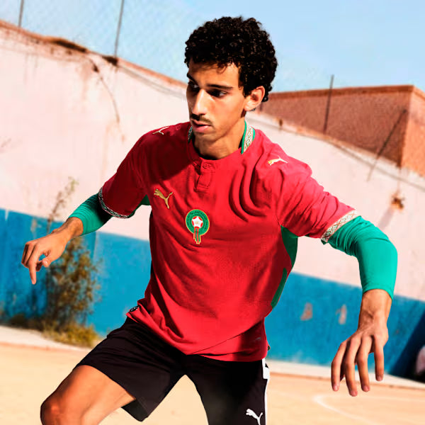 Camiseta de fútbol de hombre PUMA Marruecos Local 2026 - Rojo/Dorado