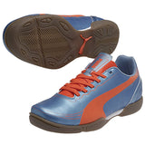 PUMA evoSPEED 5.2 IT Jr Youth Indoor Soccer Shoes - Blue/Fluro Peach