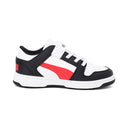 PUMA Rebound Layup Lo Little Kid's Shoes - White/High Risk Red/Black