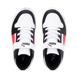 PUMA Rebound Layup Lo Little Kid's Shoes - White/High Risk Red/Black