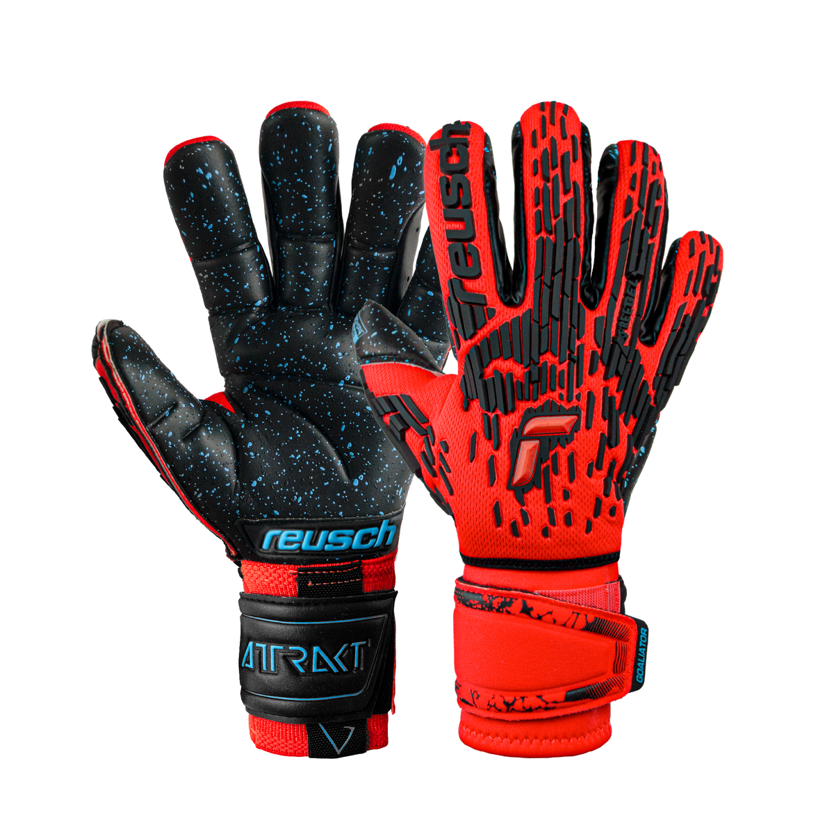 Reusch Attrakt Freegel Fusion Ortho-Tec Goliator Goalkeeper Gloves Bright Red/Blue/Black