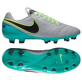 Nike Tiempo Genio II Leather FG Firm Groun Soccer Cleats - Grey/Black/Clear Jade